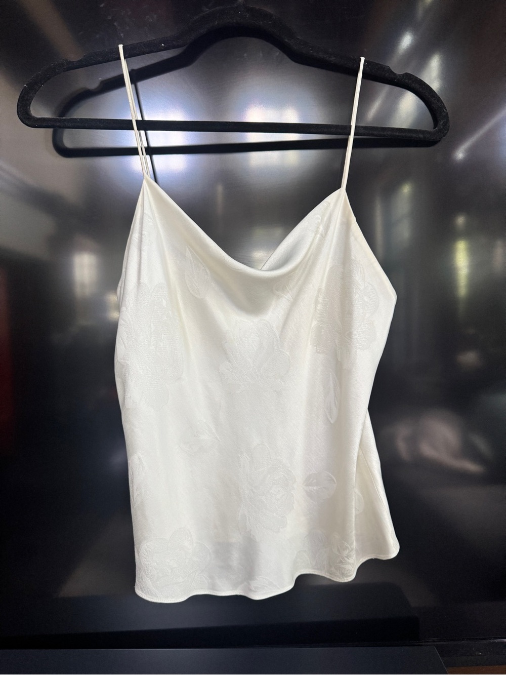 Alice + Olivia Ivory Satin Cowl Neck Camisole